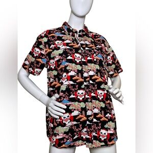VSTR Colorful Panda Print Hawaiian Style Button Shirt (M)